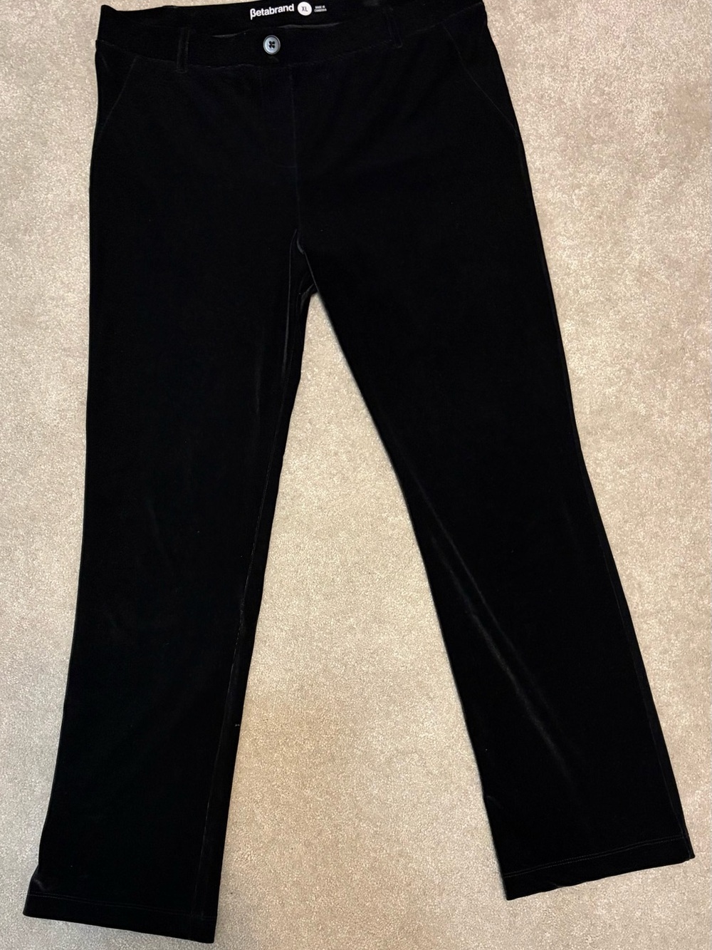 Betabrand Black Velvet Bootcut Pants